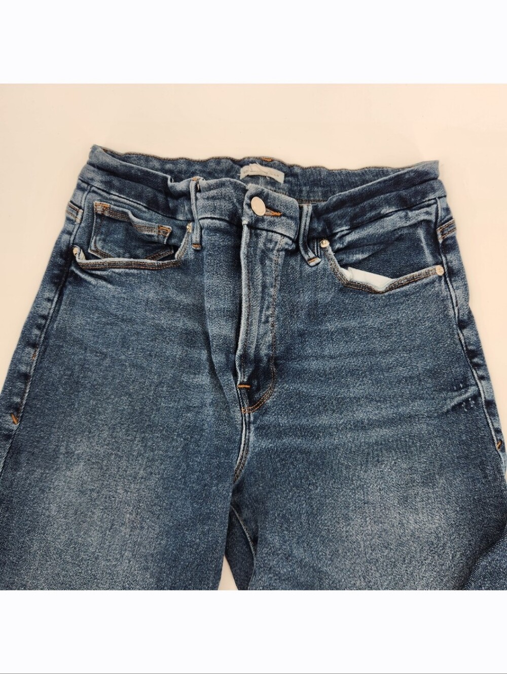 Good American High Rise Straight Leg Jeans Womens Size 12/31 Dark Wash Denim - Picture 3 of 7